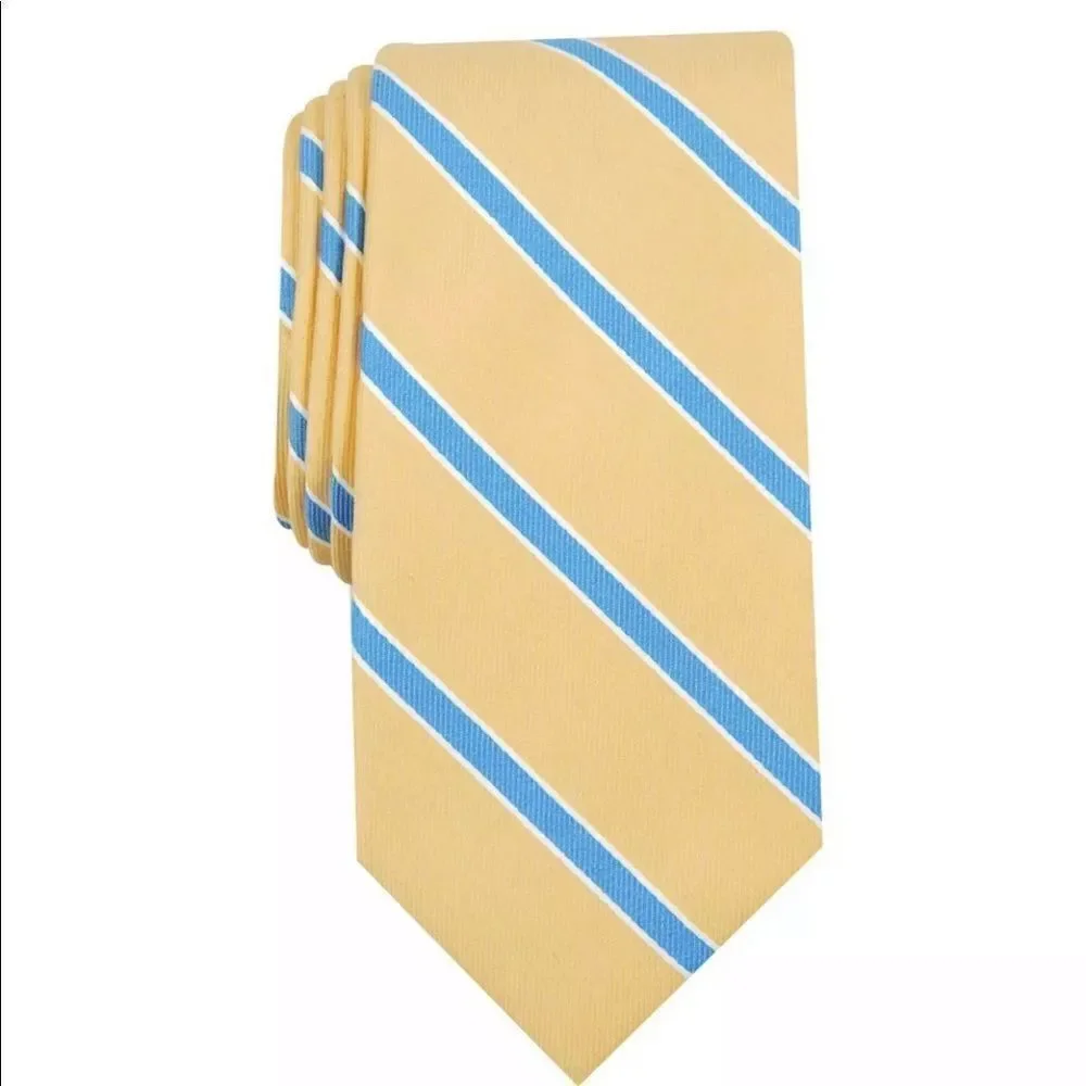 New CLUB ROOM Yellow Blue White Stripe Neck Tie